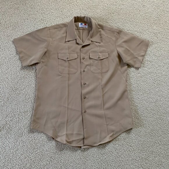 Khaki Uniform XL Shirt. Y2K US Navy Uniform. Brand: Flying Cross. - Picture 1 of 9